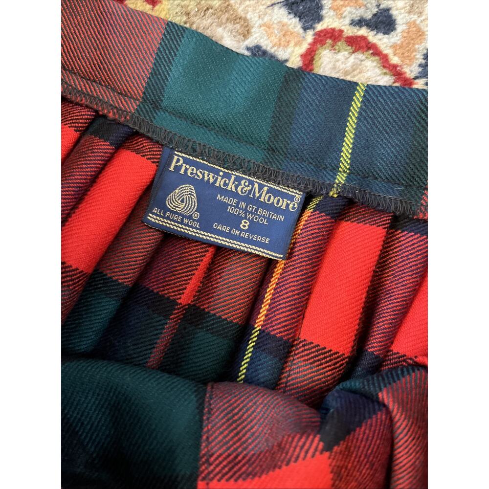 Vintage 100% Wool Skirt Women's M 8/10 Plaid Pleated Midi Maxi Tartan Lot Of 2 - Picture 12 of 14